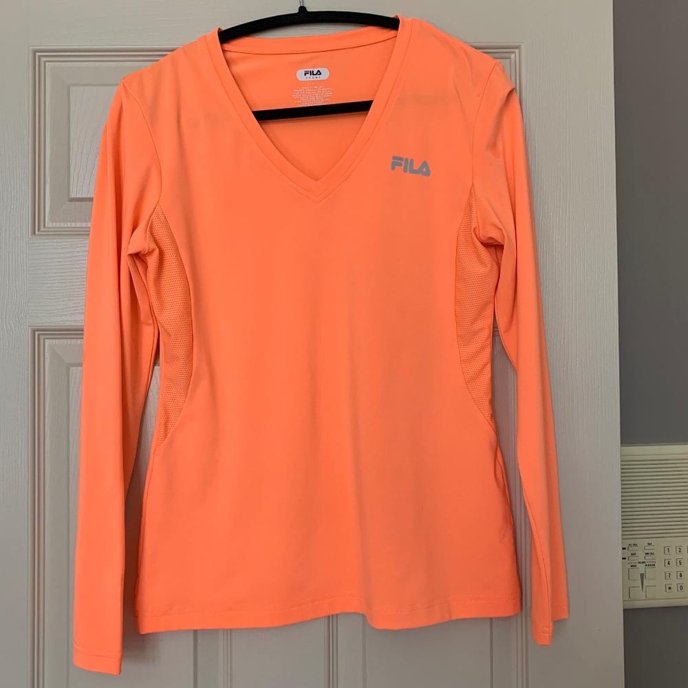 Fila Orange V-neck Top sz M